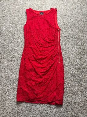 Adrianna Papell Lace Ruched Side Zip Dress